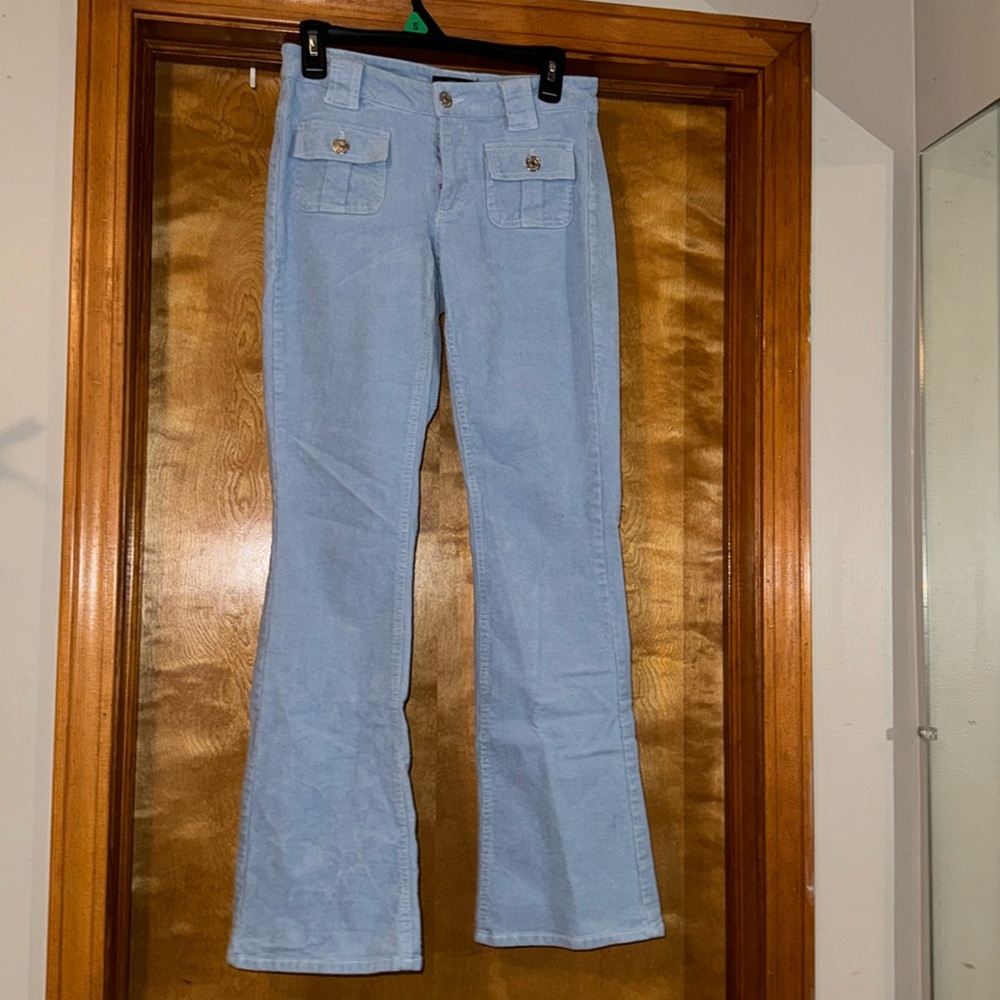 Used corduroy light blue mid rise flare jeans forever 21 size S